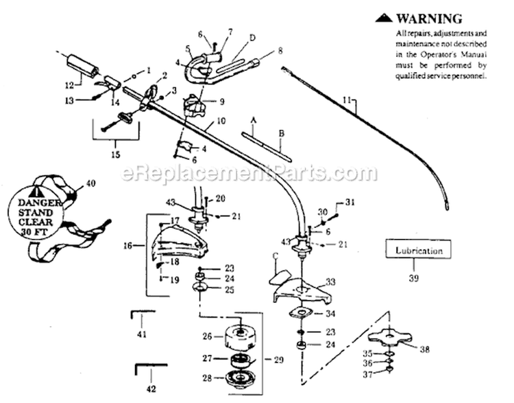 Page A Diagram and Parts List for TT-85  Weed Eater Trimmer
